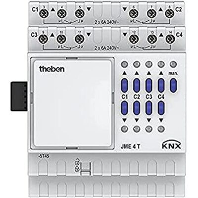 Theben 4930255 JME 4 T KNX Module d'extension d'actionneur de store à 4 voies pour module de base de la série MIX2 I Prolonge votre module de base MIX2 de 4 canaux supplémentaires I Rails DIN I Rail chapeau - Publicité Theben 4930255 JME 4 T KNX Module d'extension d'actionneur de store à 4 voies pour module de base de la série MIX2 I Prolonge votre module de base MIX2 de 4 canaux supplémentaires I Rails DIN I Rail chapeau - Publicité
