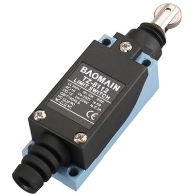 Baomain BM-8112 Interrupteur de fin de course avec actionneur à piston à rouleaux (montage horizontal), contact momentané 1NC+1NO, 380 V CA 10 A,TZ-8112 - Publicité Baomain BM-8112 Interrupteur de fin de course avec actionneur à piston à rouleaux (montage horizontal), contact momentané 1NC+1NO, 380 V CA 10 A,TZ-8112 - Publicité
