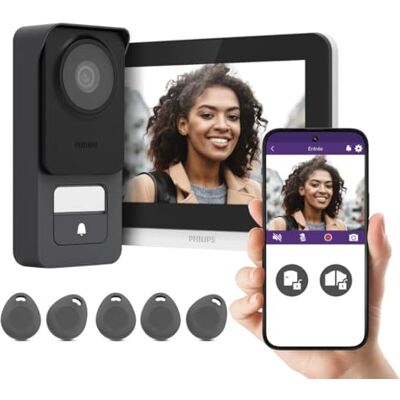 Philips Avidsen Kit Visiophone Connecté WelcomeEye Connect 3, Moniteur Tactile 7" WiFi, Caméra 3K 120°, 5 Badges RFID, Vision Nocturne Couleur, IP55 - Publicité Philips Avidsen Kit Visiophone Connecté WelcomeEye Connect 3, Moniteur Tactile 7" WiFi, Caméra 3K 120°, 5 Badges RFID, Vision Nocturne Couleur, IP55 - Publicité