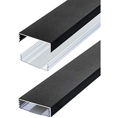 ALUNOVO Goulotte de câbles design plat en aluminium laqué en noir mat structure fine autocollante 50 mm x 15 mm goulotte/conduit d'installation (longueur : 40 cm) - Publicité ALUNOVO Goulotte de câbles design plat en aluminium laqué en noir mat structure fine autocollante 50 mm x 15 mm goulotte/conduit d'installation (longueur : 40 cm) - Publicité