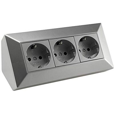 ChiliTec Multistore 2002 Prise d'angle 3 Prises 230 V 45 ° pour Cuisine et Atelier Argenté - Publicité ChiliTec Multistore 2002 Prise d'angle 3 Prises 230 V 45 ° pour Cuisine et Atelier Argenté - Publicité