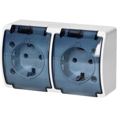 Orno OE-7106 Prise Exterieure Etanche IP44 Montage en surface Version du produit Schuko (Blanc fumé) - Publicité Orno OE-7106 Prise Exterieure Etanche IP44 Montage en surface Version du produit Schuko (Blanc fumé) - Publicité