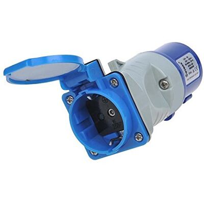 ProPlus Adaptateur Fiche CEE vers Prise Schuko – Pour alimentation 230 V au camping, caravane et bateau – 16A IP44 – Bleu - Publicité ProPlus Adaptateur Fiche CEE vers Prise Schuko – Pour alimentation 230 V au camping, caravane et bateau – 16A IP44 – Bleu - Publicité