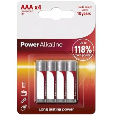 Zarivy Pack de 4 piles AAA Philips LR03P4B/10/1,5 V/alcalines - Publicité Zarivy Pack de 4 piles AAA Philips LR03P4B/10/1,5 V/alcalines - Publicité