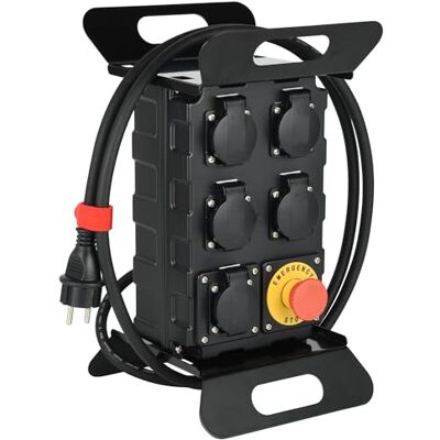 Electraline 60427 Coffret de Chantier 16A, 5 Prises Françaises IP44 16A, avec Disjoncteur Différentiel 30mA et Bouton Poussoir d'arrêt, Cable H07RN-F 3G2.5mm Longueur 2M - Publicité Electraline 60427 Coffret de Chantier 16A, 5 Prises Françaises IP44 16A, avec Disjoncteur Différentiel 30mA et Bouton Poussoir d'arrêt, Cable H07RN-F 3G2.5mm Longueur 2M - Publicité