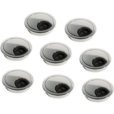 Emuca Lot de 8 Passe-câbles Ronds Encastrables Diamètre 60mm pour Bureau en Zamac Chromé - Publicité Emuca Lot de 8 Passe-câbles Ronds Encastrables Diamètre 60mm pour Bureau en Zamac Chromé - Publicité