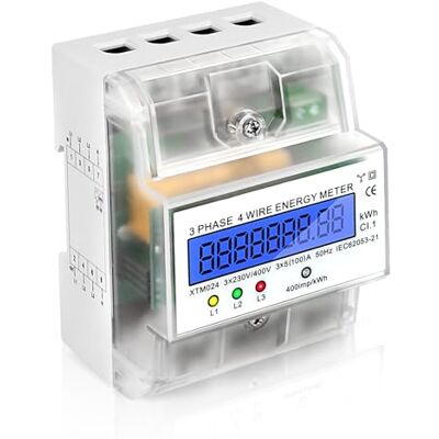 LDERFIV Compteur Electrique Triphasé Numérique Compteur D'Energie Electrique Courant Triphasé 4 Fils Compteurs à Rail Din Compteur Électrique Calibré Affichage LCD 3X230/400V, 3X5(100) A, 400imp/Kwh - Publicité LDERFIV Compteur Electrique Triphasé Numérique Compteur D'Energie Electrique Courant Triphasé 4 Fils Compteurs à Rail Din Compteur Électrique Calibré Affichage LCD 3X230/400V, 3X5(100) A, 400imp/Kwh - Publicité