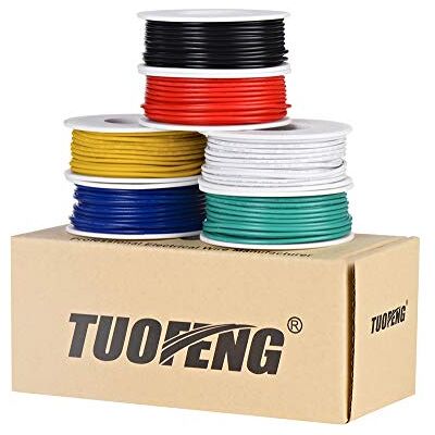 TUOFENG Kit de fil électrique en PVC 18AWG 6 bobines de 5 mètres de couleurs différentes Fil toronné de calibre 18 Kit de fil de raccordement en cuivre étamé pour le bricolage - Publicité TUOFENG Kit de fil électrique en PVC 18AWG 6 bobines de 5 mètres de couleurs différentes Fil toronné de calibre 18 Kit de fil de raccordement en cuivre étamé pour le bricolage - Publicité