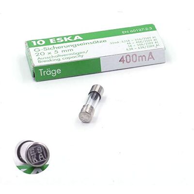SPC-BOUTIQUE 10x Fusible temporisé (T) en verre 400mA / 250VAC 5x20mm - Publicité SPC-BOUTIQUE 10x Fusible temporisé (T) en verre 400mA / 250VAC 5x20mm - Publicité