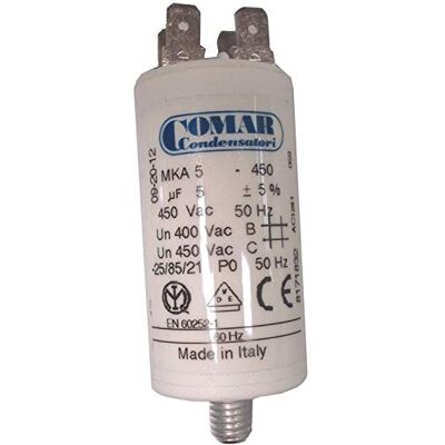 COMAR Condensateur 5 µF à cosses rectangulaire en Aluminium et Plastic, MKA5-450, 450V, 5% de tolérance, -25°C à +85°C, Montage trou traversant, Capacitor, Condensateur, 10153607031 - Publicité COMAR Condensateur 5 µF à cosses rectangulaire en Aluminium et Plastic, MKA5-450, 450V, 5% de tolérance, -25°C à +85°C, Montage trou traversant, Capacitor, Condensateur, 10153607031 - Publicité