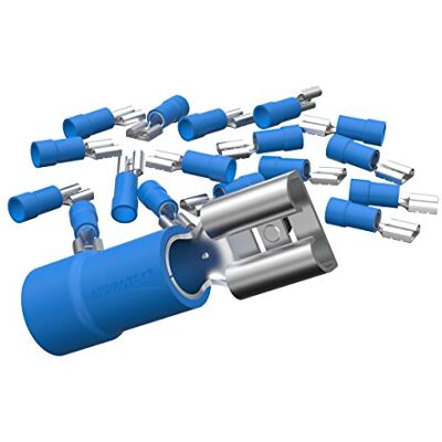 AUPROTEC Douilles à bride 0.5-6.0 mm² Connecteur femelle en PVC partiellement isolé. Connecteur de câble FDD en laiton étamé - Publicité AUPROTEC Douilles à bride 0.5-6.0 mm² Connecteur femelle en PVC partiellement isolé. Connecteur de câble FDD en laiton étamé - Publicité