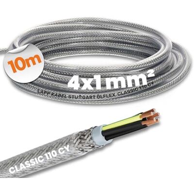 Lapp 1135204 Ölflex Classic 110 CY câble de commande blindé 4x1 mm² avec conducteur de protection vert/jaune I ligne blindée à 4 fils I cordon de commande avec blindage I gaine extérieure transparente - Publicité Lapp 1135204 Ölflex Classic 110 CY câble de commande blindé 4x1 mm² avec conducteur de protection vert/jaune I ligne blindée à 4 fils I cordon de commande avec blindage I gaine extérieure transparente - Publicité