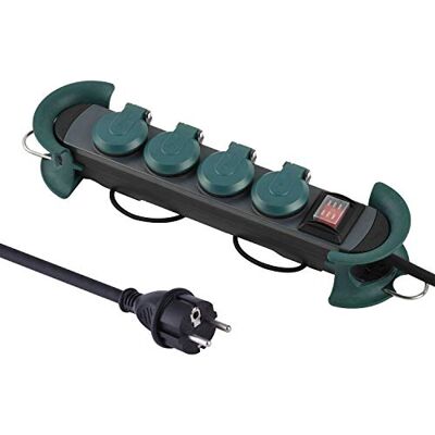 Electraline Multiprise extérieure Professionnelle, 4 Prises Schuko avec fiche IP44, Suspendue avec 2 Crochets, câble en Caoutchouc de 3 m H07RN-F 3G1.5, 92427 - Publicité Electraline Multiprise extérieure Professionnelle, 4 Prises Schuko avec fiche IP44, Suspendue avec 2 Crochets, câble en Caoutchouc de 3 m H07RN-F 3G1.5, 92427 - Publicité
