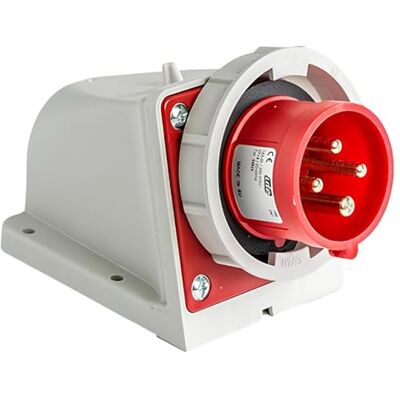 IDE mondiale – Prise murale étanche IP67 3 pôles + terre 380 V 32 A 6h Rouge - Publicité IDE mondiale – Prise murale étanche IP67 3 pôles + terre 380 V 32 A 6h Rouge - Publicité