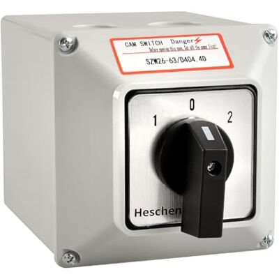 Heschen Commutateur rotatif universel SZW26-63/D404.4D 660V 63A ON-OFF-ON 3 positions 4 phases 4NO+4NC 16 bornes CE avec interrupteur principal boîtier extérieur LW28-63/4 - Publicité Heschen Commutateur rotatif universel SZW26-63/D404.4D 660V 63A ON-OFF-ON 3 positions 4 phases 4NO+4NC 16 bornes CE avec interrupteur principal boîtier extérieur LW28-63/4 - Publicité