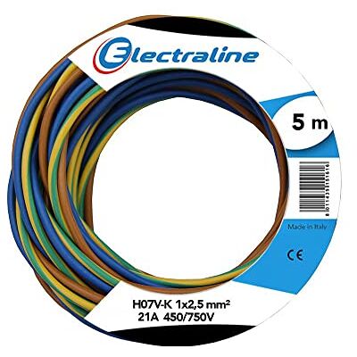 Electraline 25148 Bobine de Câble-K section, H07V-K 450/750V 1x2,5mm; 5 m Couleur : Marron/Bleu/Vert/Jaune - Publicité Electraline 25148 Bobine de Câble-K section, H07V-K 450/750V 1x2,5mm; 5 m Couleur : Marron/Bleu/Vert/Jaune - Publicité