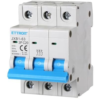 Electron Interrupteur magnétothermique 3P, occupe 3 modules, 380V 415V, 20A C20, courbe C, 6KA 6000A - Publicité Electron Interrupteur magnétothermique 3P, occupe 3 modules, 380V 415V, 20A C20, courbe C, 6KA 6000A - Publicité