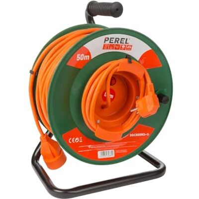 Perel EGCR50N2-G Enrouleur de câble pour Jardin 50 M-3G1.5 Schuko 3200 W - Publicité Perel EGCR50N2-G Enrouleur de câble pour Jardin 50 M-3G1.5 Schuko 3200 W - Publicité