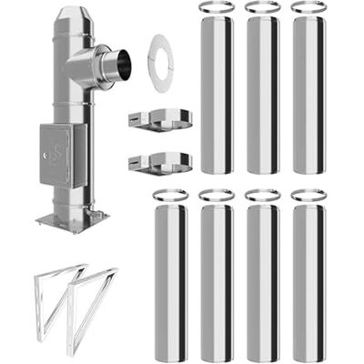 Schornstein-es Conduit de cheminée en inox Conduit isolé Kit complet Conduit double paroi Distance au mur 50 mm (Ø 150 mm, longueur 8,2 m) - Publicité Schornstein-es Conduit de cheminée en inox Conduit isolé Kit complet Conduit double paroi Distance au mur 50 mm (Ø 150 mm, longueur 8,2 m) - Publicité