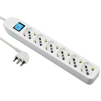 Electraline 62074. Multiprise 6 Places Bulles (Schuko + 10/16 A) avec Interrupteur – Cordon 1,5 m, Blanc, 62071 - Publicité Electraline 62074. Multiprise 6 Places Bulles (Schuko + 10/16 A) avec Interrupteur – Cordon 1,5 m, Blanc, 62071 - Publicité
