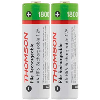Pack de 2 piles rechargeables HR06 AA 1800 mAh - Thomson - Publicité Pack de 2 piles rechargeables HR06 AA 1800 mAh - Thomson - Publicité