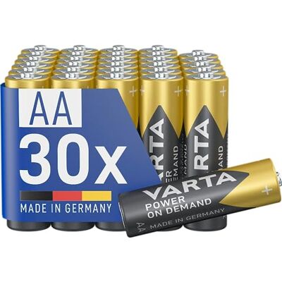 Varta Piles AA, lot de 30, Power on Demand, Alcalines, 1,5V, pack de stockage, pour accessoires informatiques, smart home, lampes de poche, Made in Germany - Publicité Varta Piles AA, lot de 30, Power on Demand, Alcalines, 1,5V, pack de stockage, pour accessoires informatiques, smart home, lampes de poche, Made in Germany - Publicité