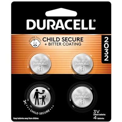 Duracell Lot de 4 Piles au Lithium 2032, compatibles avec AirTag, Fonctions de sécurité pour Enfants, Porte-clés, Pile CR2032 3 V - Publicité Duracell Lot de 4 Piles au Lithium 2032, compatibles avec AirTag, Fonctions de sécurité pour Enfants, Porte-clés, Pile CR2032 3 V - Publicité