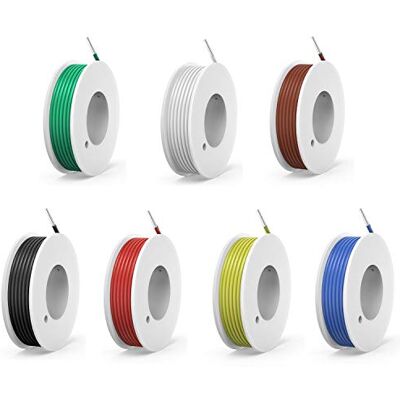 Haerkn 0.35mm² Fil électrique en PVC 22awg 7 coloris kit (chaque couleur 8 mètres) Cable Cuivre étamé solide sans oxygène de haute pureté DIY - Publicité Haerkn 0.35mm² Fil électrique en PVC 22awg 7 coloris kit (chaque couleur 8 mètres) Cable Cuivre étamé solide sans oxygène de haute pureté DIY - Publicité