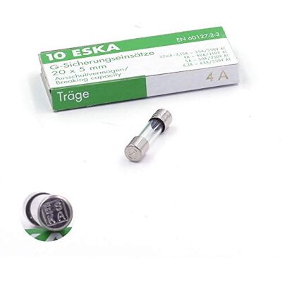 ESKA 10x Fusible rapide (F) en verre 4A / 250VAC 5x20mm - Publicité ESKA 10x Fusible rapide (F) en verre 4A / 250VAC 5x20mm - Publicité