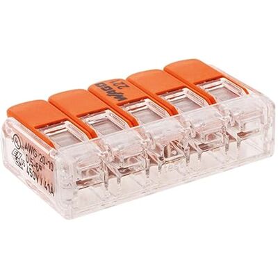 WAGO , Borne de Raccordement S221 Compact, Connexion Rapide 5 Conducteurs avec Leviers 4mm², Orange, Compatible Conducteurs 0.2-4mm², 450V/32A, Dimensions 30x8.4x18.8mm, Garantie 2 Ans - Publicité WAGO , Borne de Raccordement S221 Compact, Connexion Rapide 5 Conducteurs avec Leviers 4mm², Orange, Compatible Conducteurs 0.2-4mm², 450V/32A, Dimensions 30x8.4x18.8mm, Garantie 2 Ans - Publicité