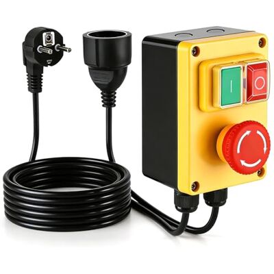 Aicharynic Interrupteur de machine 250 V, interrupteur marche/arrêt monophasé, interrupteur de sécurité 16 A avec prise de courant, interrupteur d'arrêt d'urgence pour éteindre rapidement la table de fraisage et - Publicité Aicharynic Interrupteur de machine 250 V, interrupteur marche/arrêt monophasé, interrupteur de sécurité 16 A avec prise de courant, interrupteur d'arrêt d'urgence pour éteindre rapidement la table de fraisage et - Publicité
