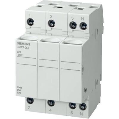 Siemens – Porte fusible cylindrique 3 pôles 32 A 10 x 38 sans signalisation - Publicité Siemens – Porte fusible cylindrique 3 pôles 32 A 10 x 38 sans signalisation - Publicité