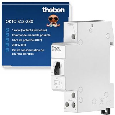 Theben 3120120 OKTO S12-230 Télérupteur électromécanique I Rail DIN, 230 V I 1 NO I LED jusqu'à 200 W I Contrôle de la lumière (1 pièce) - Publicité Theben 3120120 OKTO S12-230 Télérupteur électromécanique I Rail DIN, 230 V I 1 NO I LED jusqu'à 200 W I Contrôle de la lumière (1 pièce) - Publicité