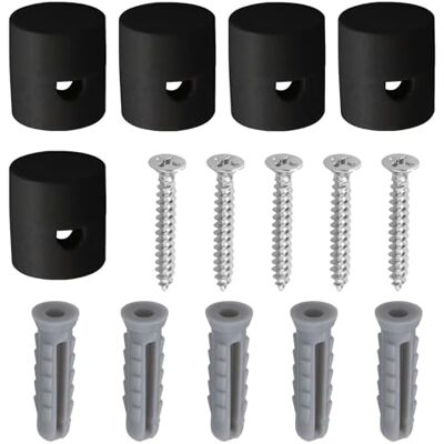SG Store 5pcs Support de Câble Décentralisateur de Plafond Supports de Plafond pour Lampes Câble Textile DIY avec 5pcs Vis et 5pcs Chevilles, Noir - Publicité SG Store 5pcs Support de Câble Décentralisateur de Plafond Supports de Plafond pour Lampes Câble Textile DIY avec 5pcs Vis et 5pcs Chevilles, Noir - Publicité
