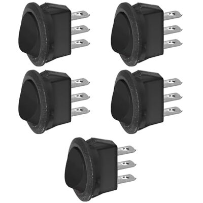 Electron 5 interrupteurs ON-ON à bascule, bouton noir, unipolaire SPDT, 2 positions, rond, montage par panneau, trou diamètre 20 mm, portée 220 V 230 V 6 A, contacts terminaux en laiton 4,8 mm - Publicité Electron 5 interrupteurs ON-ON à bascule, bouton noir, unipolaire SPDT, 2 positions, rond, montage par panneau, trou diamètre 20 mm, portée 220 V 230 V 6 A, contacts terminaux en laiton 4,8 mm - Publicité