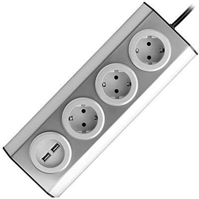 Orno FS-4(GS) Prise d'angle 3 Prises avec 2 Ports USB, Montage monté à 45°, idéale pour la Cuisine, Le Bureau et Le Plan de Travail, 3680 W 16 A (3 Compartiments + câble + 2 Ports USB) - Publicité Orno FS-4(GS) Prise d'angle 3 Prises avec 2 Ports USB, Montage monté à 45°, idéale pour la Cuisine, Le Bureau et Le Plan de Travail, 3680 W 16 A (3 Compartiments + câble + 2 Ports USB) - Publicité