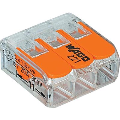 WAGO 10x Clamp 221-413 32A 450V Terminal de connexion 3-pôle Avec levier - Publicité WAGO 10x Clamp 221-413 32A 450V Terminal de connexion 3-pôle Avec levier - Publicité
