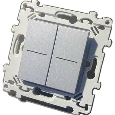 Hager Double poussoir lumineux 10A blanc (sans voyant) bornes auto avec support sans plaque Essensya WE045T - Publicité Hager Double poussoir lumineux 10A blanc (sans voyant) bornes auto avec support sans plaque Essensya WE045T - Publicité