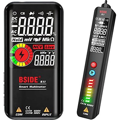 BSIDE Kit Multimètre Intelligent & Stylo Détecteur de Tension avec Grand Écran Couleur Multimètre Rechargeable et Testeur de Tension Kit de Testeur Électrique Combinés Kit de Test pour Électricien - Publicité BSIDE Kit Multimètre Intelligent & Stylo Détecteur de Tension avec Grand Écran Couleur Multimètre Rechargeable et Testeur de Tension Kit de Testeur Électrique Combinés Kit de Test pour Électricien - Publicité