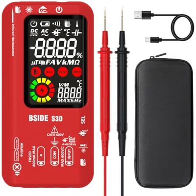 BSIDE Multimètre Numérique Automatique Thermomètre IR Testeur Diode LED Haute Tension 9999 Comptes LCD Couleur Testeur Électrique Multifonction de Tension Courant à Grand Vitesse/Double Alimentation - Publicité BSIDE Multimètre Numérique Automatique Thermomètre IR Testeur Diode LED Haute Tension 9999 Comptes LCD Couleur Testeur Électrique Multifonction de Tension Courant à Grand Vitesse/Double Alimentation - Publicité