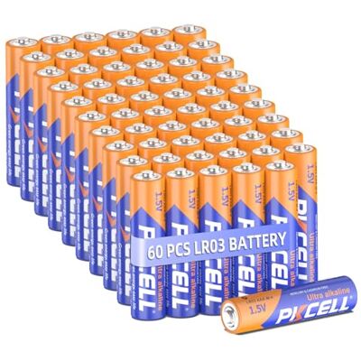 PKCELL Piles AAA, 1.5V Pile alcaline jetable Haute Performance LR03 pour claviers Souris télécommandes, (durée de Vie de 10 Ans) X 60 pièces - Publicité PKCELL Piles AAA, 1.5V Pile alcaline jetable Haute Performance LR03 pour claviers Souris télécommandes, (durée de Vie de 10 Ans) X 60 pièces - Publicité