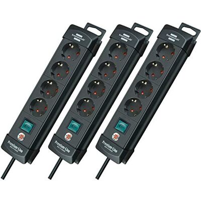 Brennenstuhl Multiprise Premium Line 4 prises (multiprise avec interrupteur et câble de 1,8 m Angle de 45° des prises de contact de sécurité) Couleur : noir (3 pièces) - Publicité Brennenstuhl Multiprise Premium Line 4 prises (multiprise avec interrupteur et câble de 1,8 m Angle de 45° des prises de contact de sécurité) Couleur : noir (3 pièces) - Publicité