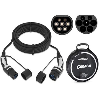 Cegasa Câble de Charge Type 2 triphasé 22 KW (32A) 5 m IP65 - Publicité Cegasa Câble de Charge Type 2 triphasé 22 KW (32A) 5 m IP65 - Publicité