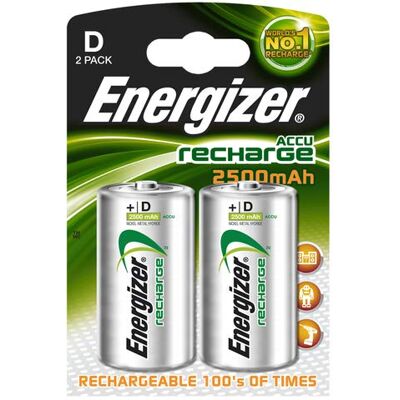 Energizer ® Lot de 2 batteries nickel-métal Mono D HR20 1,2 V 2500 mAh - Publicité Energizer ® Lot de 2 batteries nickel-métal Mono D HR20 1,2 V 2500 mAh - Publicité