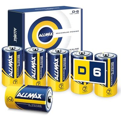 ALLMAX BATTERY Piles Alcalines Allmax D Mono (LR20) à Puissance maximale (6 pièces) – Durée de Vie Ultra Longue : 7 Ans, étanche, adaptée aux appareils – alimentée par la Technologie EnergyCircle (1,5 Volt). Publicité ALLMAX BATTERY Piles Alcalines Allmax D Mono (LR20) à Puissance maximale (6 pièces) – Durée de Vie Ultra Longue : 7 Ans, étanche, adaptée aux appareils – alimentée par la Technologie EnergyCircle (1,5 Volt). Publicité