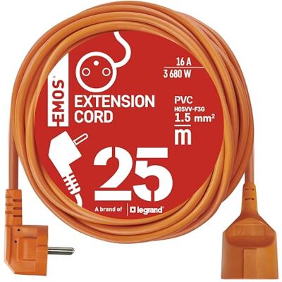 Cordon d'extension Emos - 25m Orange, 1 Prise - Extérieur - Publicité Cordon d'extension Emos - 25m Orange, 1 Prise - Extérieur - Publicité