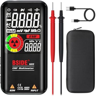 BSIDE Multimètre numérique intelligent à Plage automatique 9999 comptes Détecteur EMF Rechargeable Testeur Rayonnement électromagnétique Mesure de Capacité Résistance Diode Tension Courant - Publicité BSIDE Multimètre numérique intelligent à Plage automatique 9999 comptes Détecteur EMF Rechargeable Testeur Rayonnement électromagnétique Mesure de Capacité Résistance Diode Tension Courant - Publicité