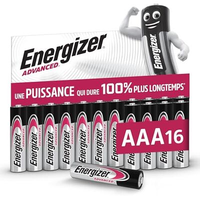 Energizer Advanced Piles AAA (Lot de 16) Micro LR03 Alcaline 1,5 V Haute Performance Télécommandes, Jouets et Électroniques Made in EU Emballage 0% Plastique Conservation 10 Ans - Publicité Energizer Advanced Piles AAA (Lot de 16) Micro LR03 Alcaline 1,5 V Haute Performance Télécommandes, Jouets et Électroniques Made in EU Emballage 0% Plastique Conservation 10 Ans - Publicité