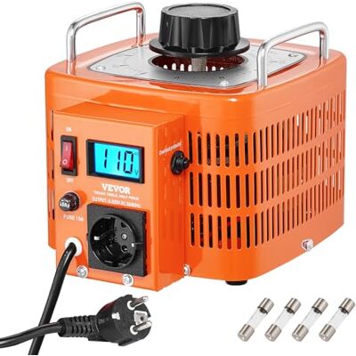 VEVOR Transformateur de tension variable auto 3000 VA, 10 A, entrée 230 V, sortie 0-300 V, régulateur de tension AC LCD 4 fusibles, interrupteur de commande thermique pour maison, bureau industriel - Publicité VEVOR Transformateur de tension variable auto 3000 VA, 10 A, entrée 230 V, sortie 0-300 V, régulateur de tension AC LCD 4 fusibles, interrupteur de commande thermique pour maison, bureau industriel - Publicité