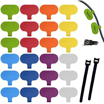 PFLYPF Lot de 24 Étiquettes de Câble Autocollantes en Nylon Avec 2 Rubans Noirs, Pour Câbles Réseau Colorées et Réutilisables - Publicité PFLYPF Lot de 24 Étiquettes de Câble Autocollantes en Nylon Avec 2 Rubans Noirs, Pour Câbles Réseau Colorées et Réutilisables - Publicité